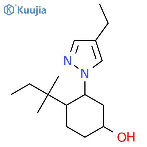 3-(4-ethyl-1H-pyrazol-1-yl)-4-(2-methylbutan-2-yl)cyclohexan-1-ol structure