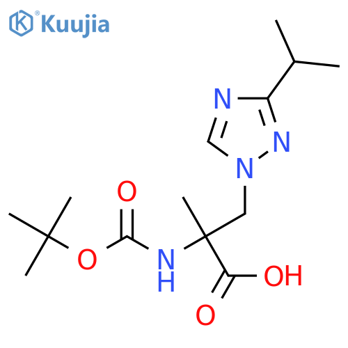 2-{(tert-butoxy)carbonylamino}-2-methyl-3-3-(propan-2-yl)-1H-1,2,4-triazol-1-ylpropanoic acid structure