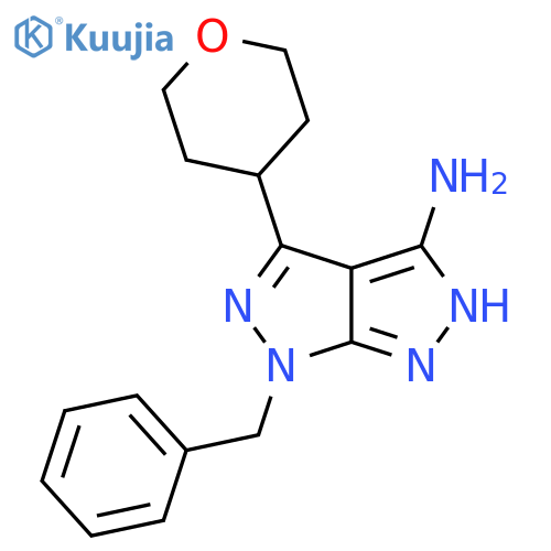 6-benzyl-4-(oxan-4-yl)-1H,6H-1,2diazolo3,4-cpyrazol-3-amine structure