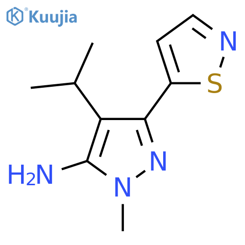 1-methyl-4-(propan-2-yl)-3-(1,2-thiazol-5-yl)-1H-pyrazol-5-amine structure
