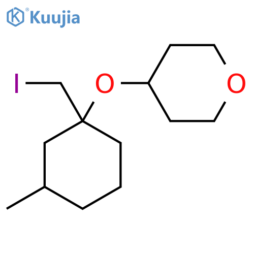 4-{1-(iodomethyl)-3-methylcyclohexyloxy}oxane structure