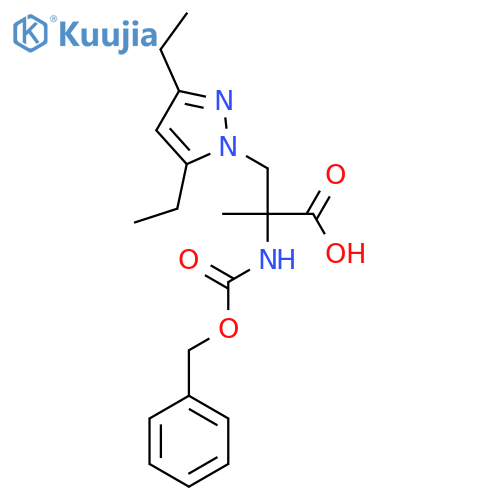 2-{(benzyloxy)carbonylamino}-3-(3,5-diethyl-1H-pyrazol-1-yl)-2-methylpropanoic acid structure