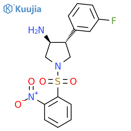 rac-(3R,4S)-4-(3-fluorophenyl)-1-(2-nitrobenzenesulfonyl)pyrrolidin-3-amine structure
