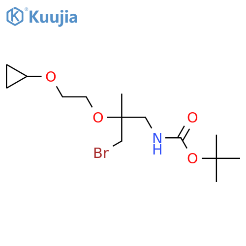 tert-butyl N-3-bromo-2-(2-cyclopropoxyethoxy)-2-methylpropylcarbamate structure