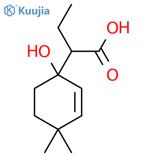 2-(1-Hydroxy-4,4-dimethylcyclohex-2-en-1-yl)butanoic acid structure