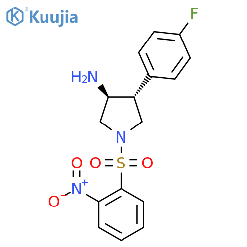 rac-(3R,4S)-4-(4-fluorophenyl)-1-(2-nitrobenzenesulfonyl)pyrrolidin-3-amine structure