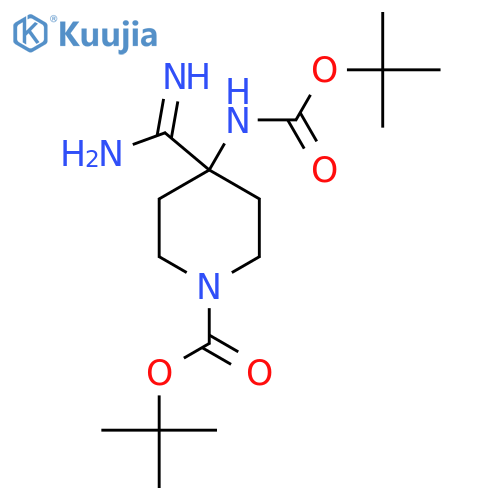 Tert-butyl 4-{[(tert-butoxy)carbonyl]amino}-4-carbamimidoylpiperidine-1-carboxylate structure