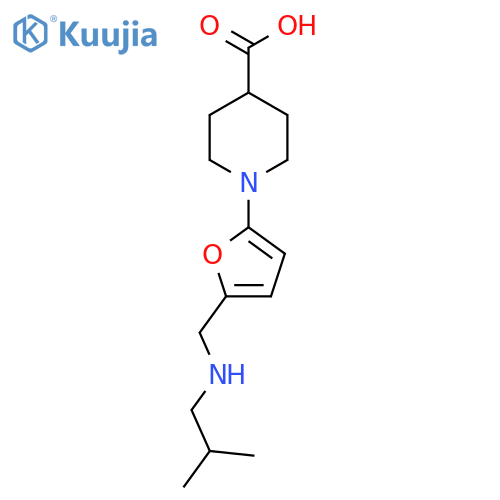 1-(5-{[(2-Methylpropyl)amino]methyl}furan-2-yl)piperidine-4-carboxylic acid structure