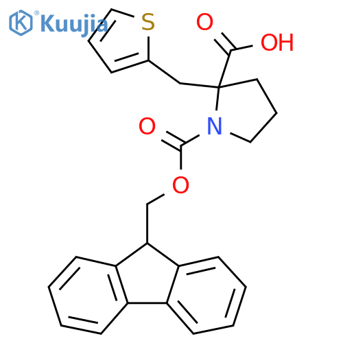 1-{[(9H-fluoren-9-yl)methoxy]carbonyl}-2-[(thiophen-2-yl)methyl]pyrrolidine-2-carboxylic acid structure