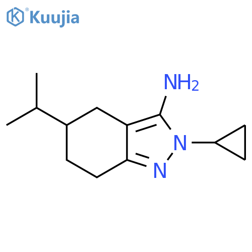 2-cyclopropyl-5-(propan-2-yl)-4,5,6,7-tetrahydro-2H-indazol-3-amine structure