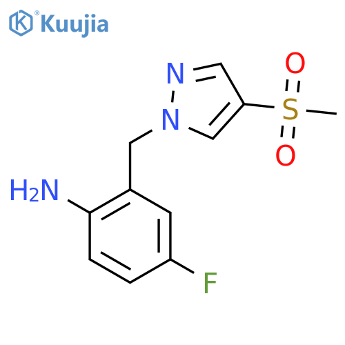 4-fluoro-2-(4-methanesulfonyl-1H-pyrazol-1-yl)methylaniline structure