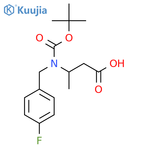 3-{[(Tert-butoxy)carbonyl][(4-fluorophenyl)methyl]amino}butanoic acid structure