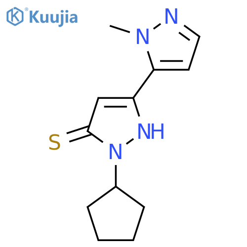 1-cyclopentyl-3-(1-methyl-1H-pyrazol-5-yl)-1H-pyrazole-5-thiol structure
