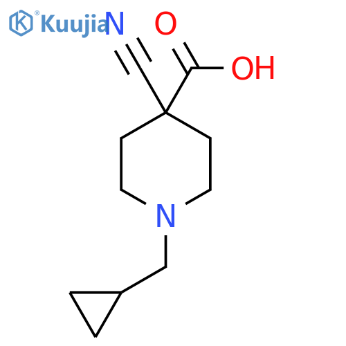 4-cyano-1-(cyclopropylmethyl)piperidine-4-carboxylic acid structure