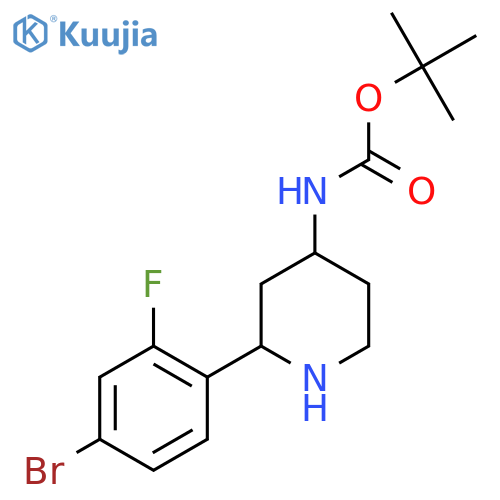 tert-butyl N-[2-(4-bromo-2-fluorophenyl)piperidin-4-yl]carbamate structure
