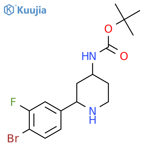 tert-butyl N-[2-(4-bromo-3-fluorophenyl)piperidin-4-yl]carbamate structure