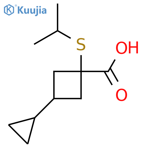 3-cyclopropyl-1-(propan-2-ylsulfanyl)cyclobutane-1-carboxylic acid structure