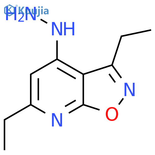 3,6-diethyl-4-hydrazinyl-1,2oxazolo5,4-bpyridine structure