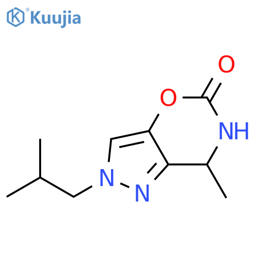 7-methyl-2-(2-methylpropyl)-2H,5H,6H,7H-pyrazolo[3,4-e][1,3]oxazin-5-one structure