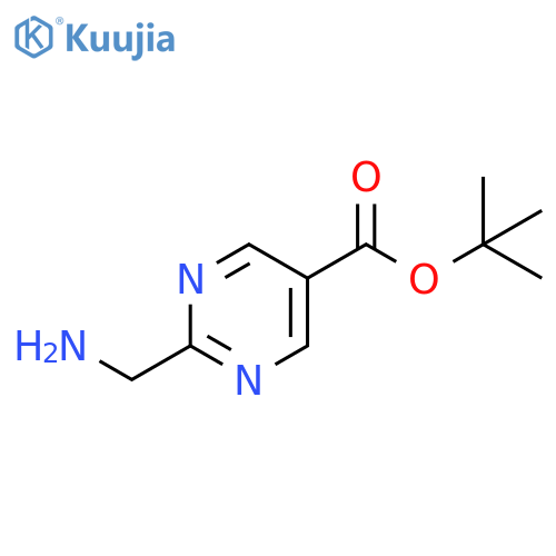 tert-butyl 2-(aminomethyl)pyrimidine-5-carboxylate structure