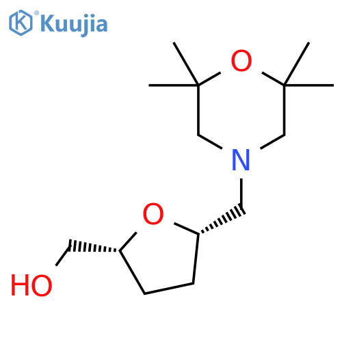 rac-[(2R,5S)-5-[(2,2,6,6-tetramethylmorpholin-4-yl)methyl]oxolan-2-yl]methanol structure