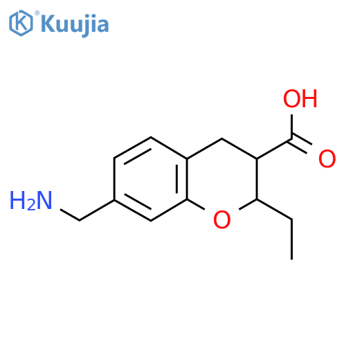 7-(aminomethyl)-2-ethyl-3,4-dihydro-2H-1-benzopyran-3-carboxylic acid structure