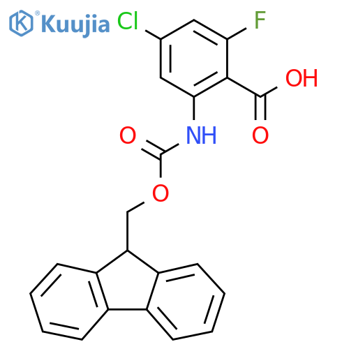 4-chloro-2-({[(9H-fluoren-9-yl)methoxy]carbonyl}amino)-6-fluorobenzoic acid structure