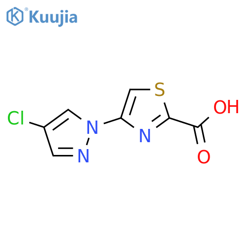 4-(4-chloro-1H-pyrazol-1-yl)-1,3-thiazole-2-carboxylic acid structure