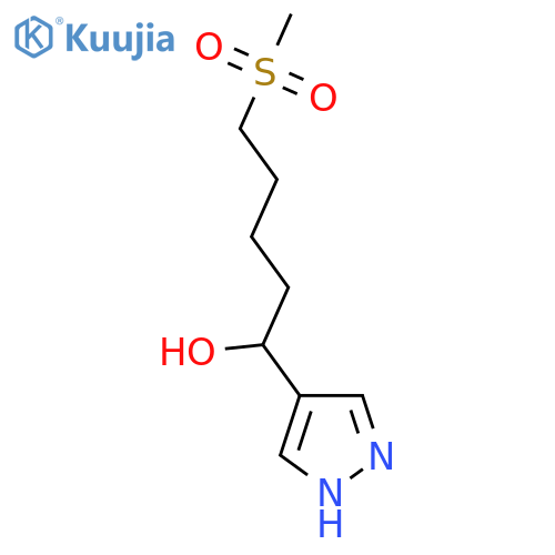 5-methanesulfonyl-1-(1H-pyrazol-4-yl)pentan-1-ol structure