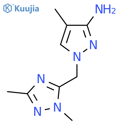 1-(dimethyl-1H-1,2,4-triazol-5-yl)methyl-4-methyl-1H-pyrazol-3-amine structure