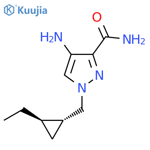 rac-4-amino-1-{(1R,2R)-2-ethylcyclopropylmethyl}-1H-pyrazole-3-carboxamide structure