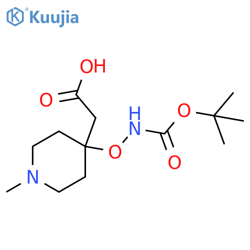 2-[4-({[(Tert-butoxy)carbonyl]amino}oxy)-1-methylpiperidin-4-yl]acetic acid structure
