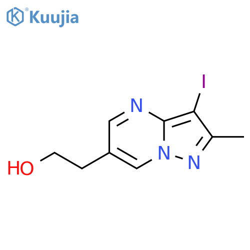 2-{3-iodo-2-methylpyrazolo1,5-apyrimidin-6-yl}ethan-1-ol structure
