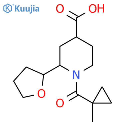 1-(1-Methylcyclopropanecarbonyl)-2-(oxolan-2-yl)piperidine-4-carboxylic acid structure
