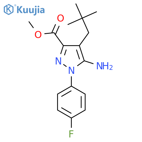 methyl 5-amino-4-(2,2-dimethylpropyl)-1-(4-fluorophenyl)-1H-pyrazole-3-carboxylate structure
