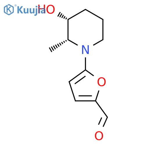 rac-5-[(2R,3R)-3-hydroxy-2-methylpiperidin-1-yl]furan-2-carbaldehyde structure