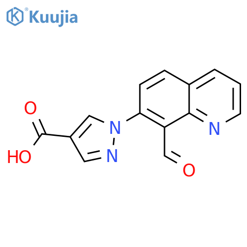 1-(8-formylquinolin-7-yl)-1H-pyrazole-4-carboxylic acid structure