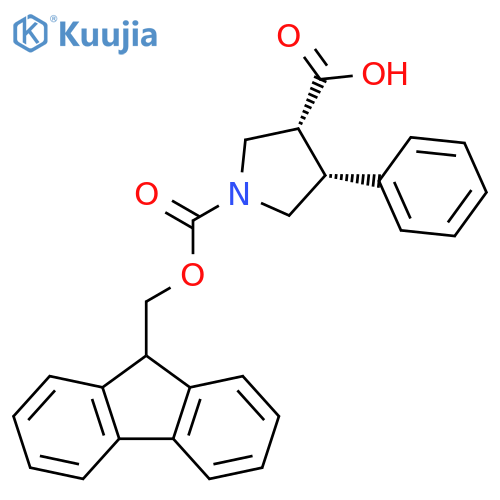 rac-(3R,4R)-1-{(9H-fluoren-9-yl)methoxycarbonyl}-4-phenylpyrrolidine-3-carboxylic acid structure
