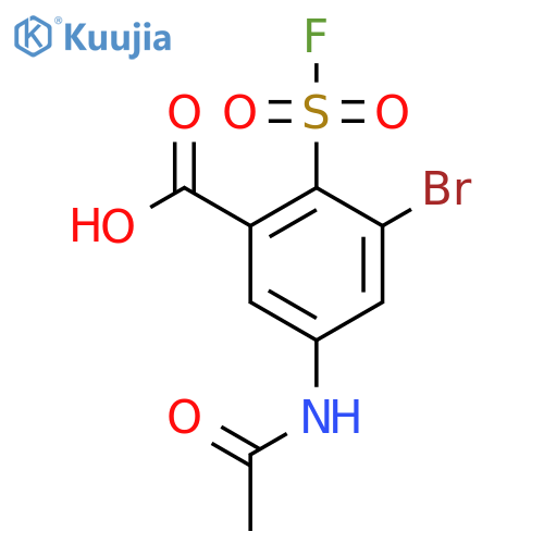 3-Bromo-5-acetamido-2-(fluorosulfonyl)benzoic acid structure