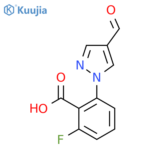 2-fluoro-6-(4-formyl-1H-pyrazol-1-yl)benzoic acid structure
