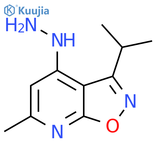 4-Hydrazinyl-6-methyl-3-(propan-2-yl)-[1,2]oxazolo[5,4-b]pyridine structure