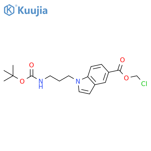 1H-Indole-5-carboxylic acid, 1-[3-[[(1,1-dimethylethoxy)carbonyl]amino]propyl]-, chloromethyl ester structure