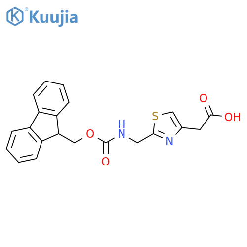 2-{2-[({[(9H-fluoren-9-yl)methoxy]carbonyl}amino)methyl]-1,3-thiazol-4-yl}acetic acid structure