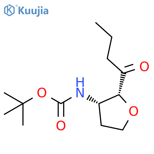 Carbamic acid, N-[(2R,3S)-tetrahydro-2-(1-oxobutyl)-3-furanyl]-, 1,1-dimethylethyl ester, rel- structure