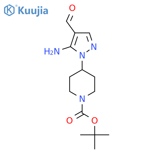 tert-butyl 4-(5-amino-4-formyl-1H-pyrazol-1-yl)piperidine-1-carboxylate structure