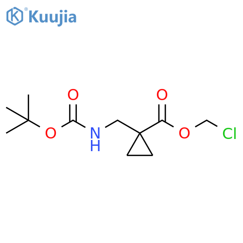 Cyclopropanecarboxylic acid, 1-[[[(1,1-dimethylethoxy)carbonyl]amino]methyl]-, chloromethyl ester structure