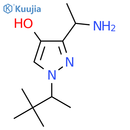 3-(1-aminoethyl)-1-(3,3-dimethylbutan-2-yl)-1H-pyrazol-4-ol structure