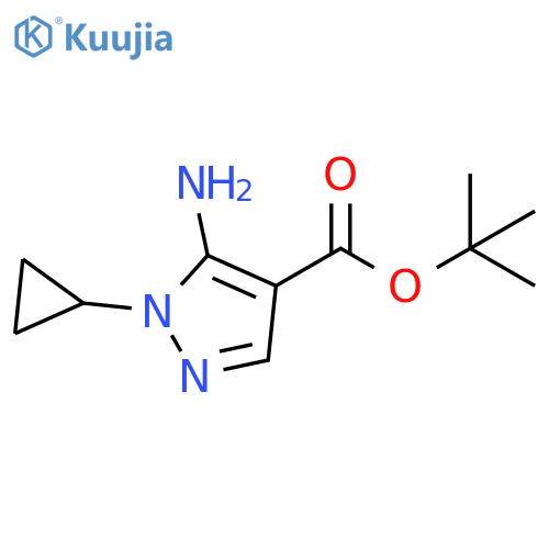 1H-Pyrazole-4-carboxylic acid, 5-amino-1-cyclopropyl-, 1,1-dimethylethyl ester structure
