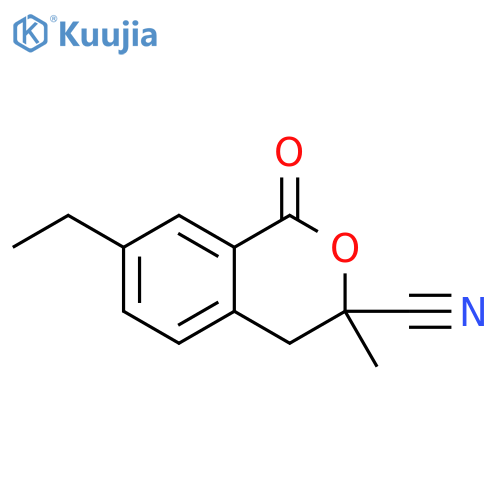 1H-2-Benzopyran-3-carbonitrile, 7-ethyl-3,4-dihydro-3-methyl-1-oxo- structure