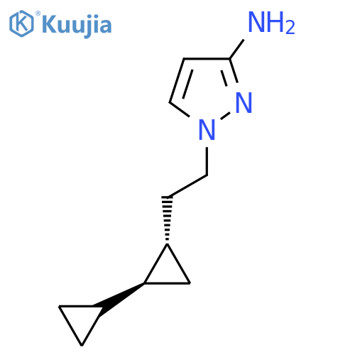 rac-1-{2-(1R,2R)-2-cyclopropylcyclopropylethyl}-1H-pyrazol-3-amine structure